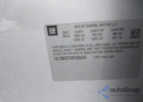 2016 Chevrolet Malibu Ls из США, поврежденный, VIN 1G1ZB5ST2GF358240